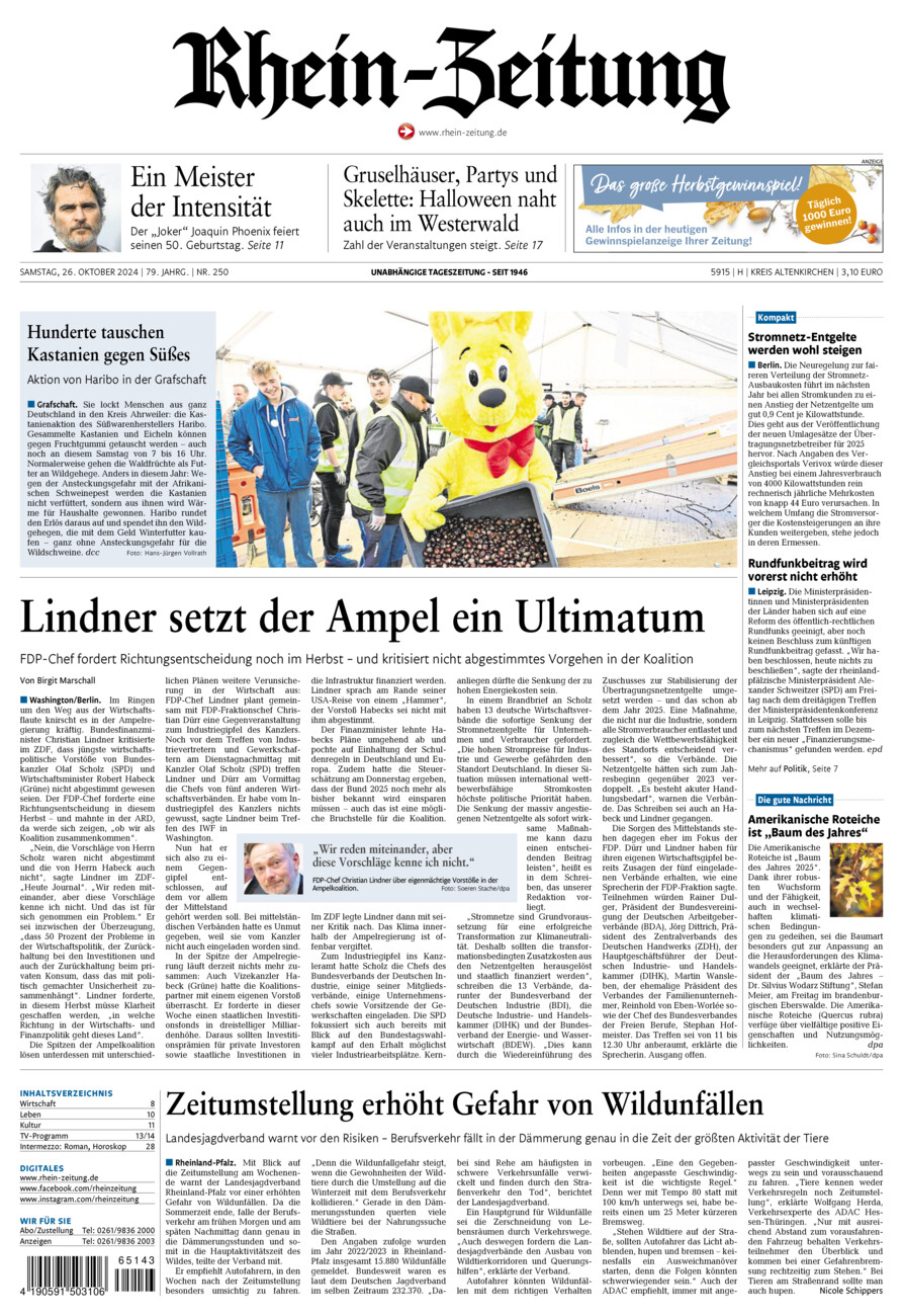 Rhein-Zeitung Kreis Altenkirchen vom Samstag, 26.10.2024