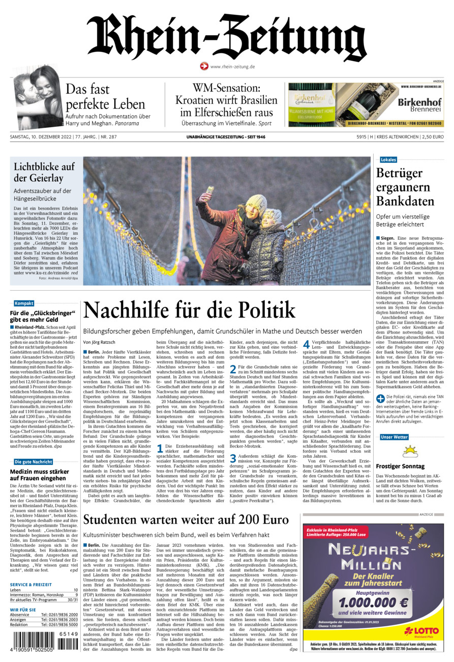 Rhein-Zeitung Kreis Altenkirchen vom Samstag, 10.12.2022