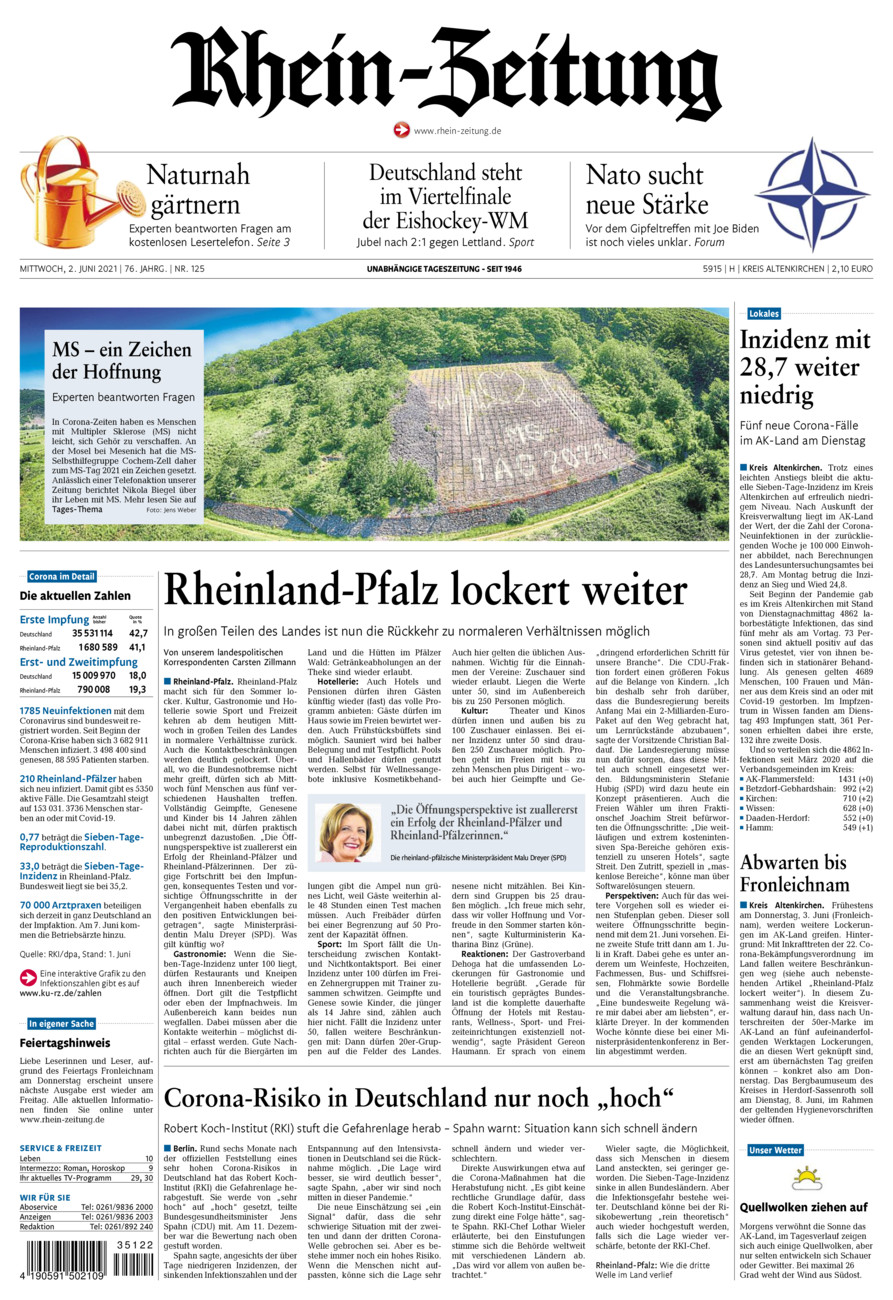 Rhein-Zeitung Kreis Altenkirchen vom Mittwoch, 02.06.2021
