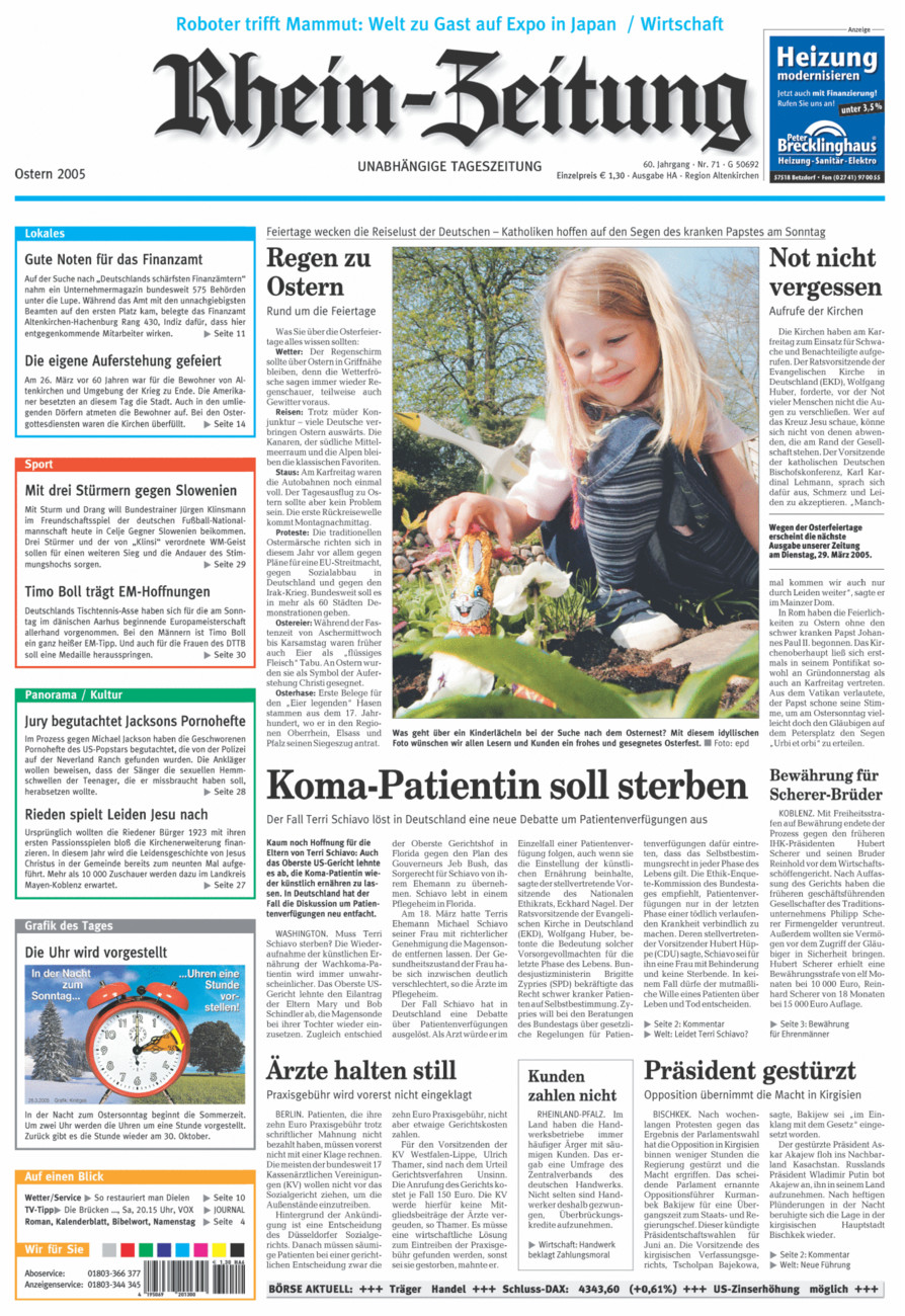 Rhein-Zeitung Kreis Altenkirchen vom Samstag, 26.03.2005