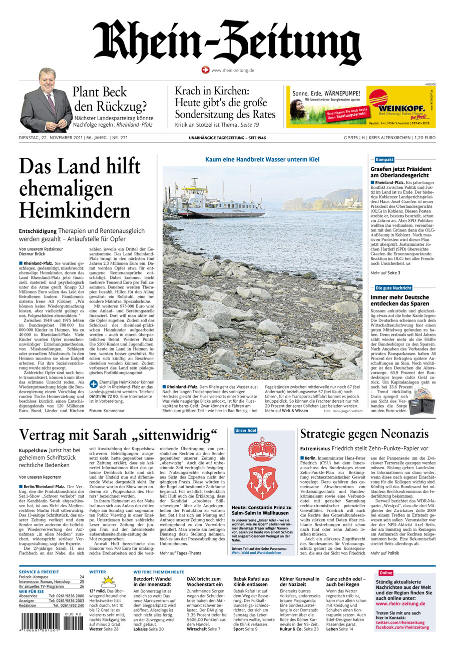 Rhein-Zeitung Kreis Altenkirchen vom Dienstag, 22.11.2011