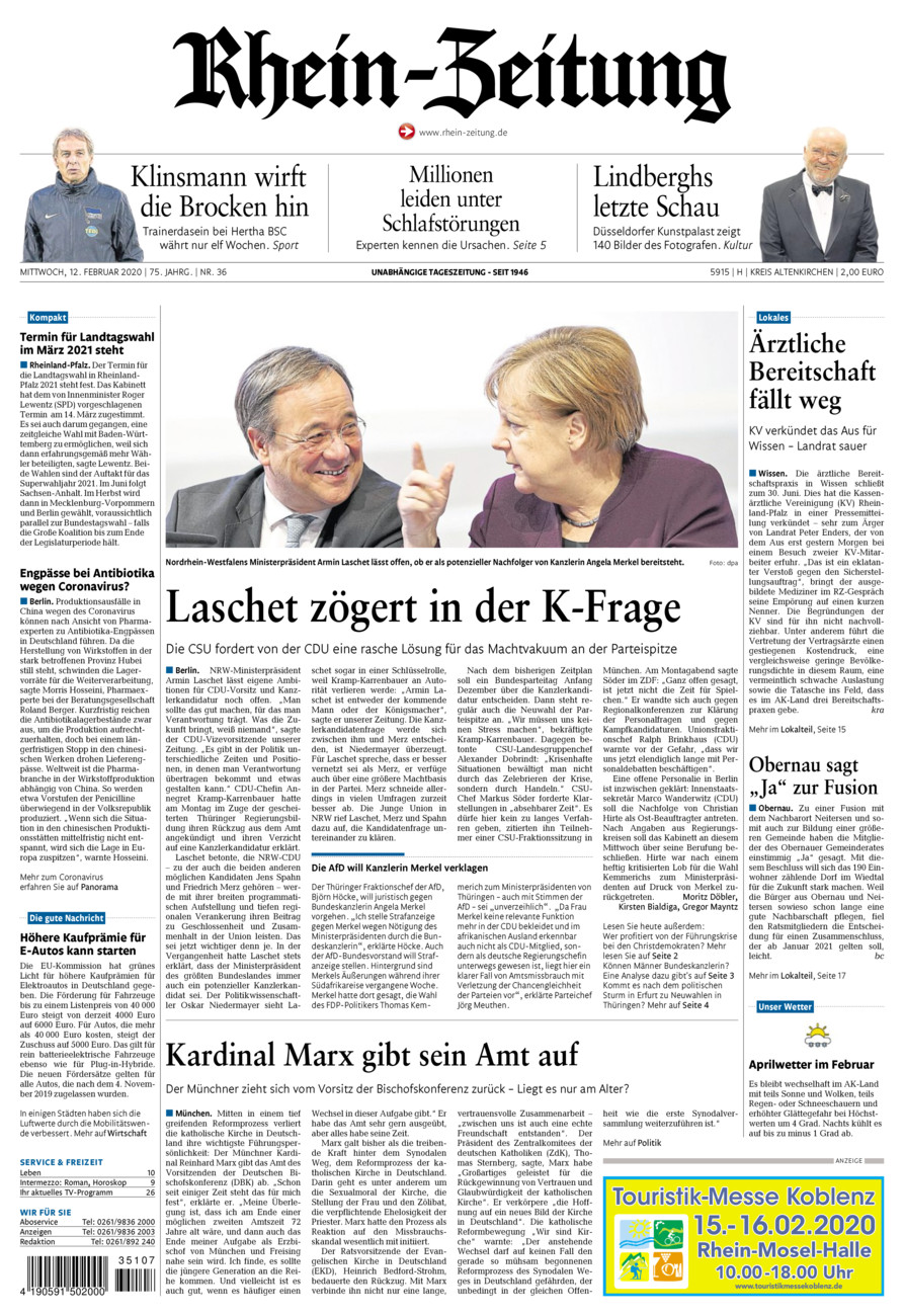 Rhein-Zeitung Kreis Altenkirchen vom Mittwoch, 12.02.2020