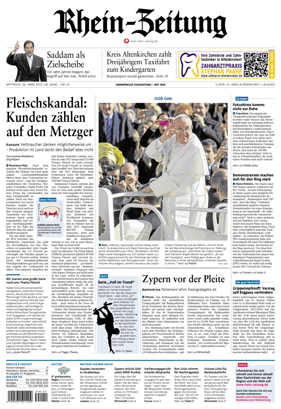 Rhein-Zeitung Kreis Altenkirchen vom Mittwoch, 20.03.2013