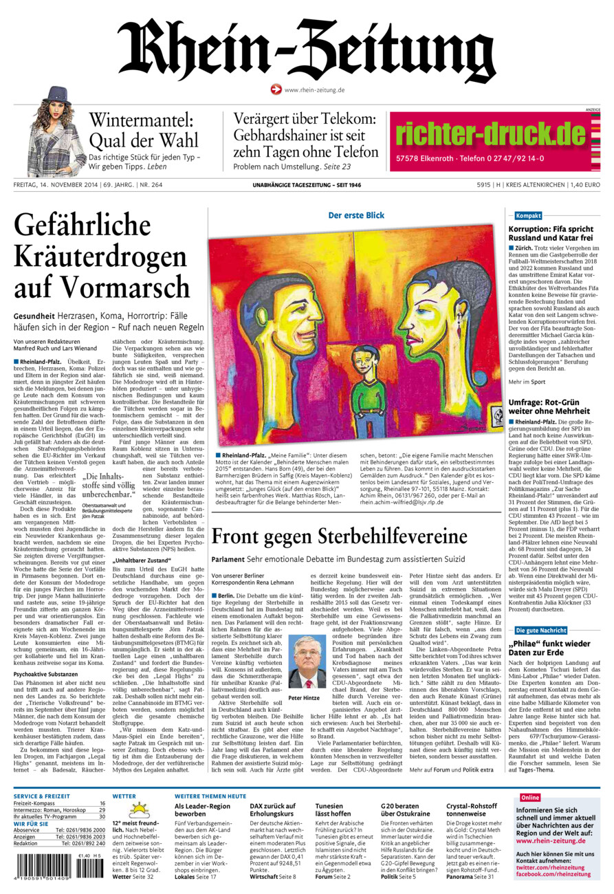 Rhein-Zeitung Kreis Altenkirchen vom Freitag, 14.11.2014
