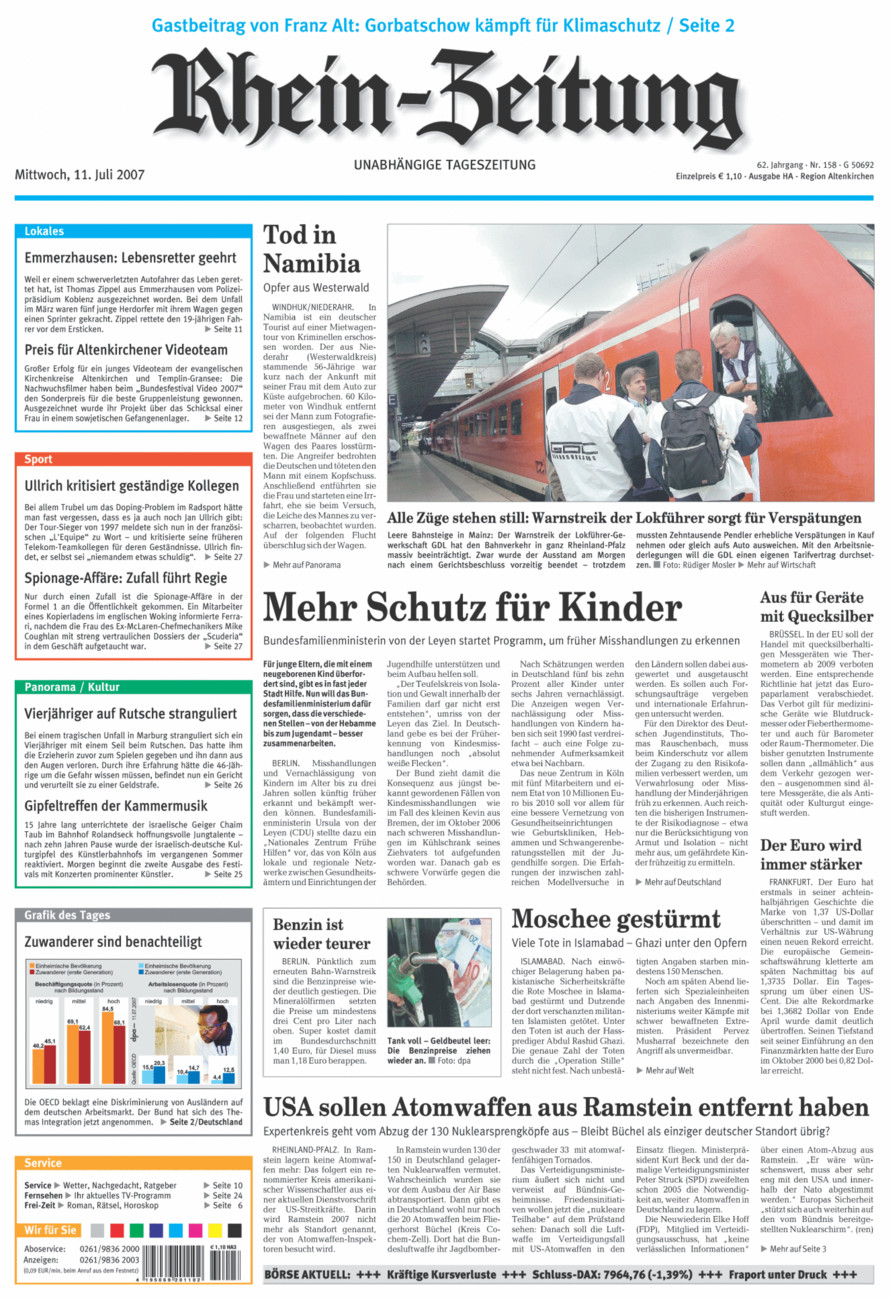 Rhein-Zeitung Kreis Altenkirchen vom Mittwoch, 11.07.2007