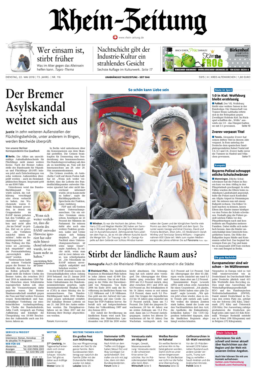 Rhein-Zeitung Kreis Altenkirchen vom Dienstag, 22.05.2018