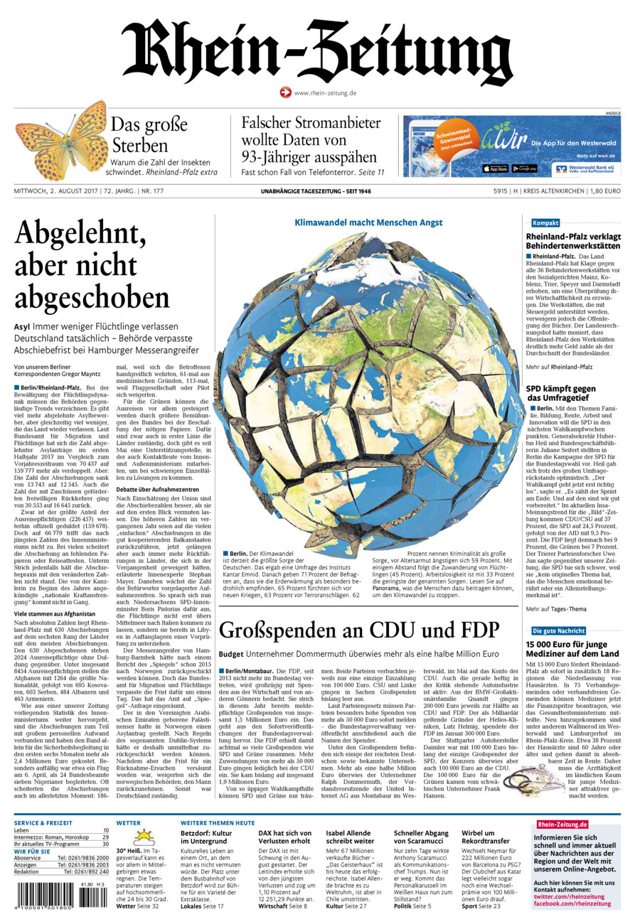 Rhein-Zeitung Kreis Altenkirchen vom Mittwoch, 02.08.2017