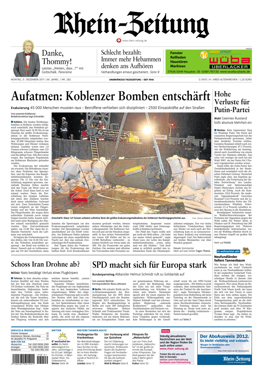 Rhein-Zeitung Kreis Altenkirchen vom Montag, 05.12.2011