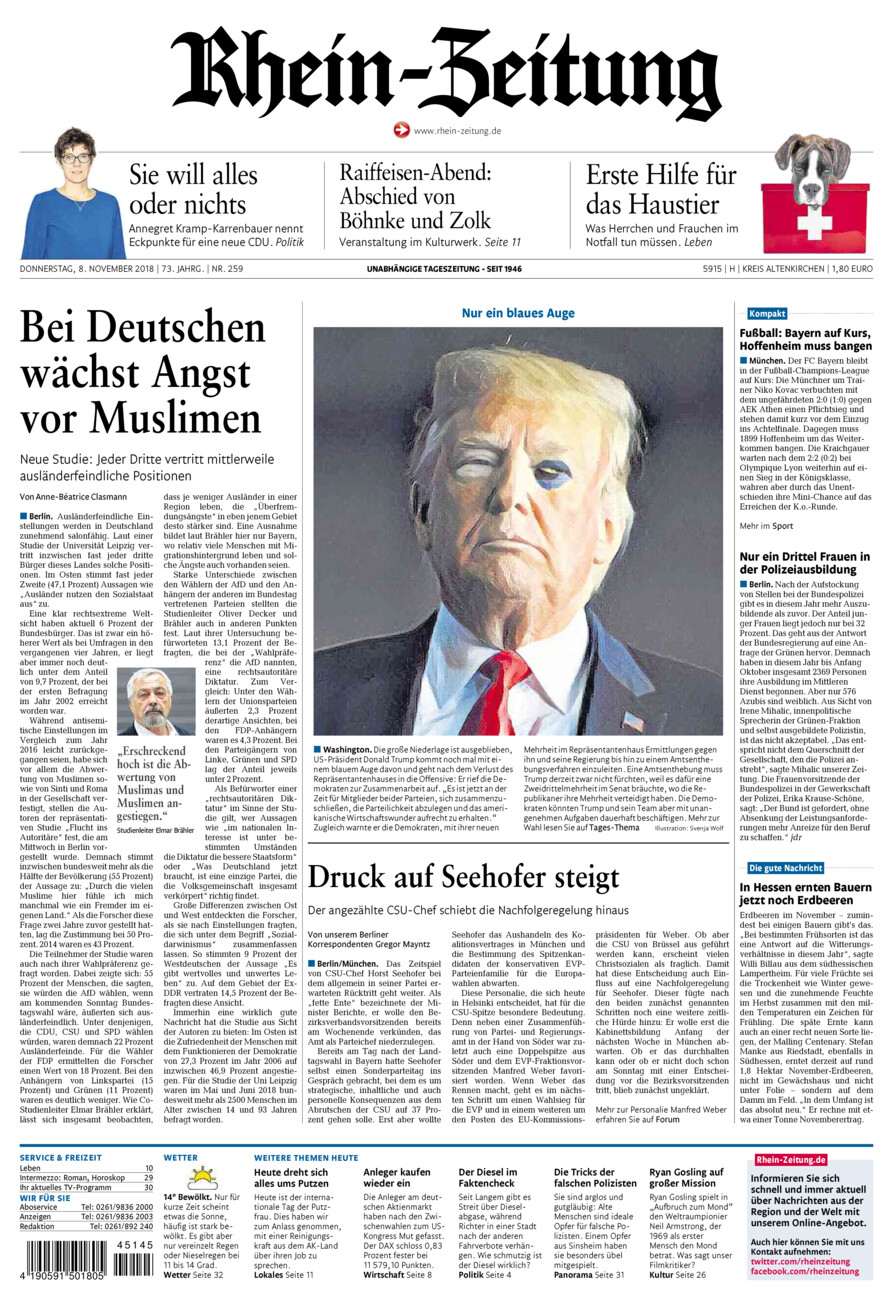 Rhein-Zeitung Kreis Altenkirchen vom Donnerstag, 08.11.2018