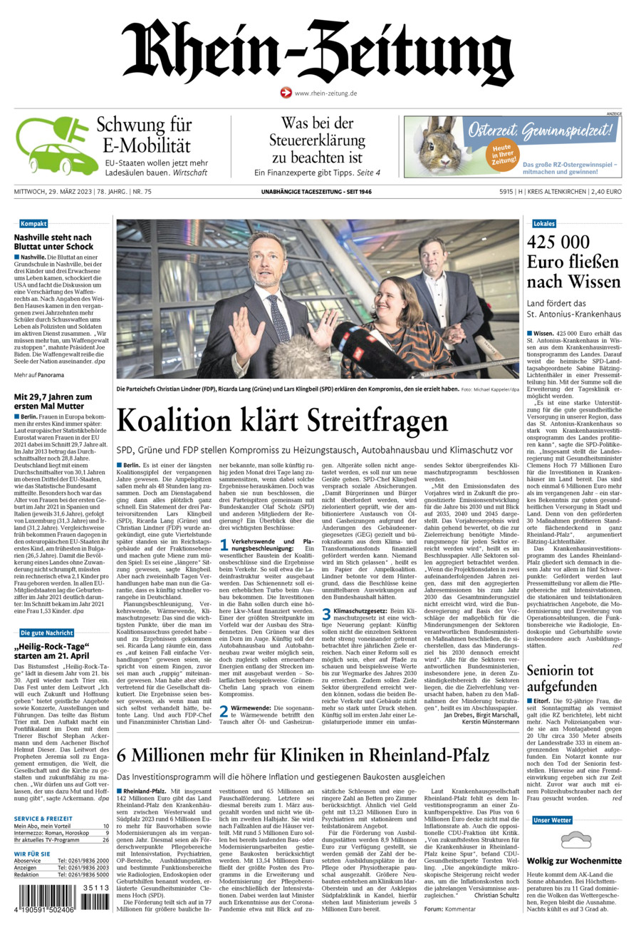 Rhein-Zeitung Kreis Altenkirchen vom Mittwoch, 29.03.2023
