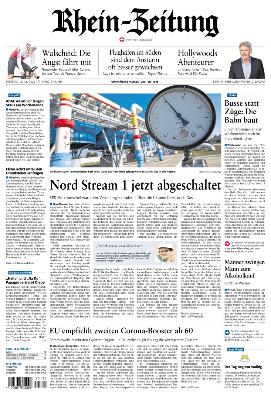 Rhein-Zeitung Kreis Altenkirchen vom Dienstag, 12.07.2022