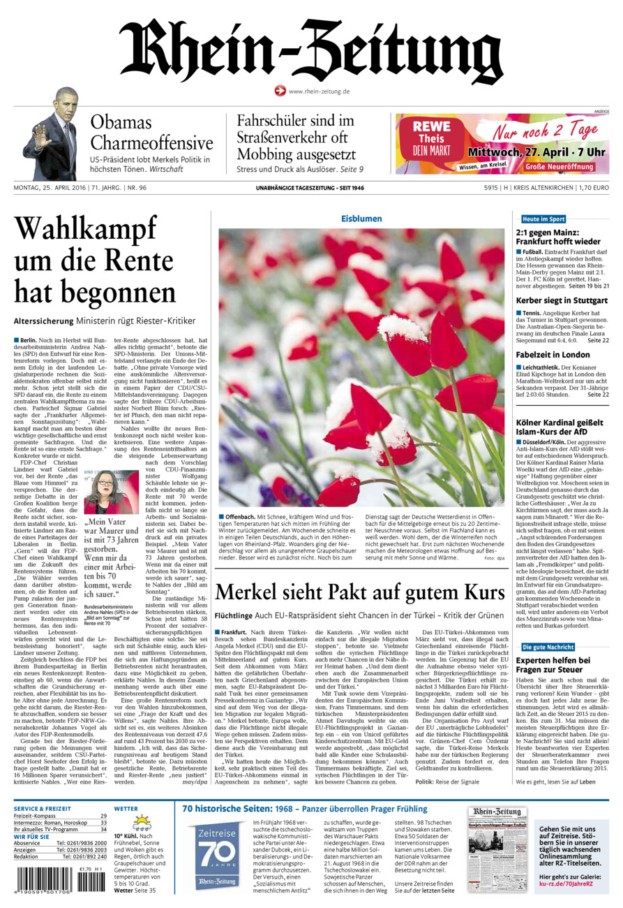 Rhein-Zeitung Kreis Altenkirchen vom Montag, 25.04.2016