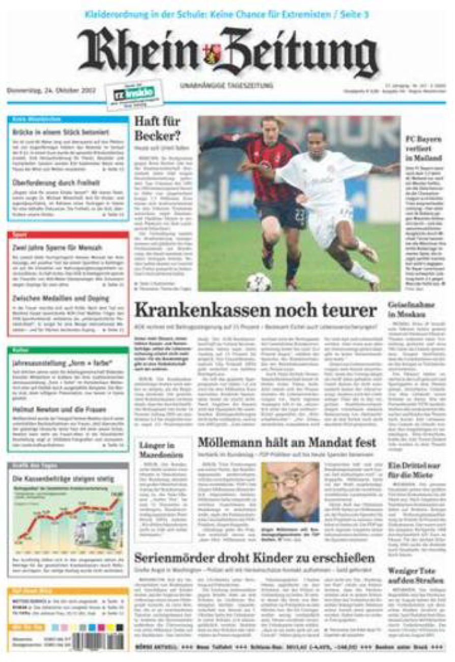 Rhein-Zeitung Kreis Altenkirchen vom Donnerstag, 24.10.2002
