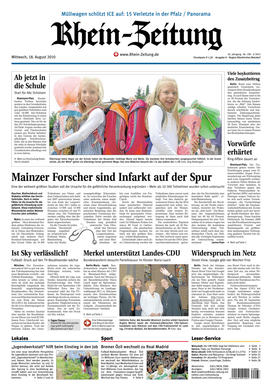 Rhein-Zeitung Kreis Altenkirchen vom Mittwoch, 18.08.2010