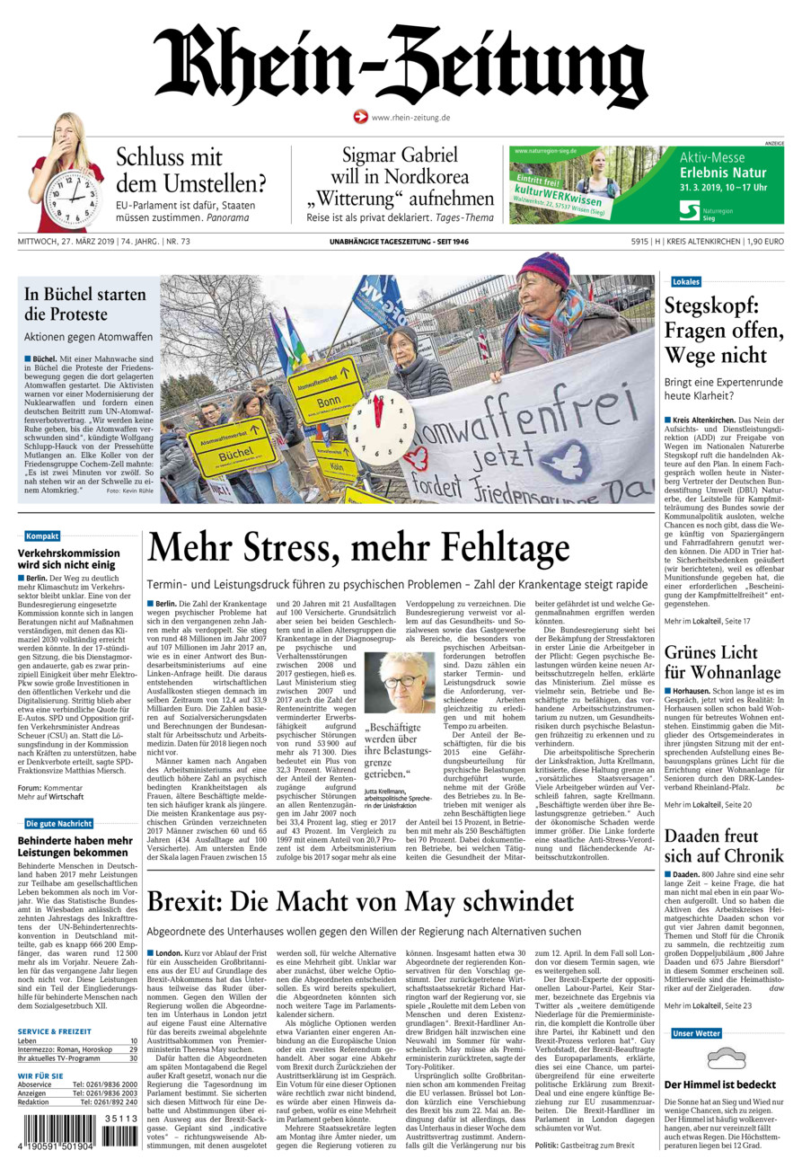 Rhein-Zeitung Kreis Altenkirchen vom Mittwoch, 27.03.2019