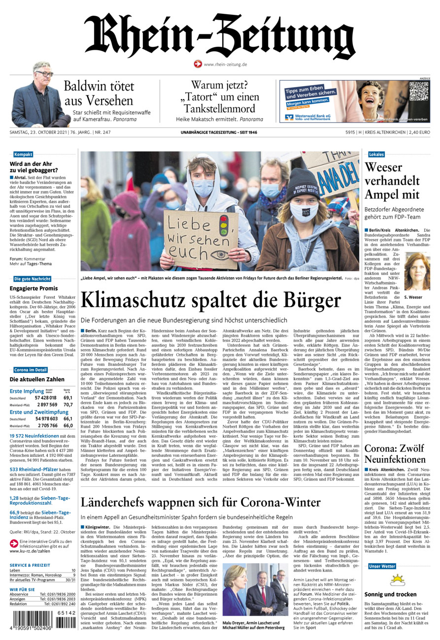 Rhein-Zeitung Kreis Altenkirchen vom Samstag, 23.10.2021