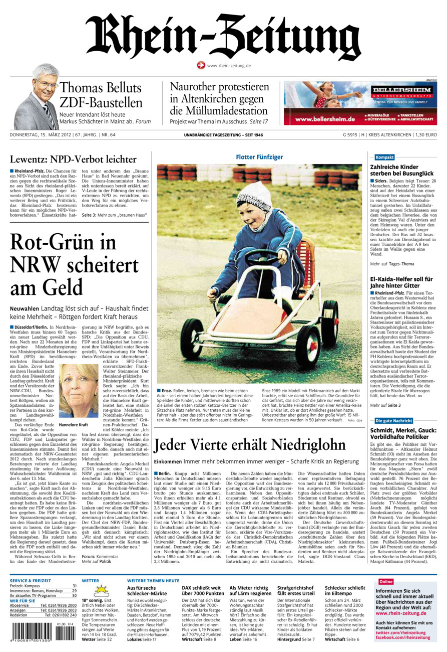 Rhein-Zeitung Kreis Altenkirchen vom Donnerstag, 15.03.2012