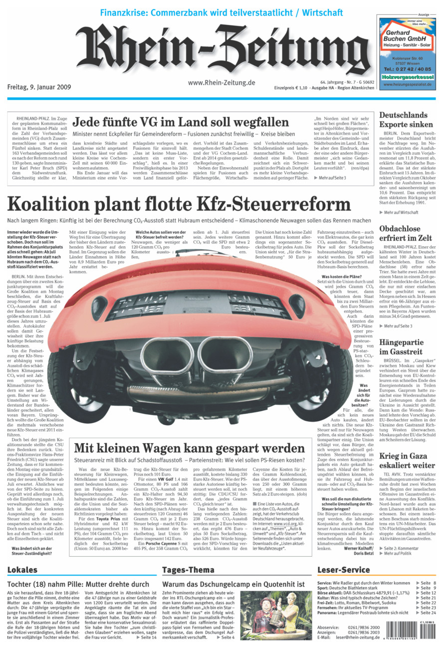 Rhein-Zeitung Kreis Altenkirchen vom Freitag, 09.01.2009