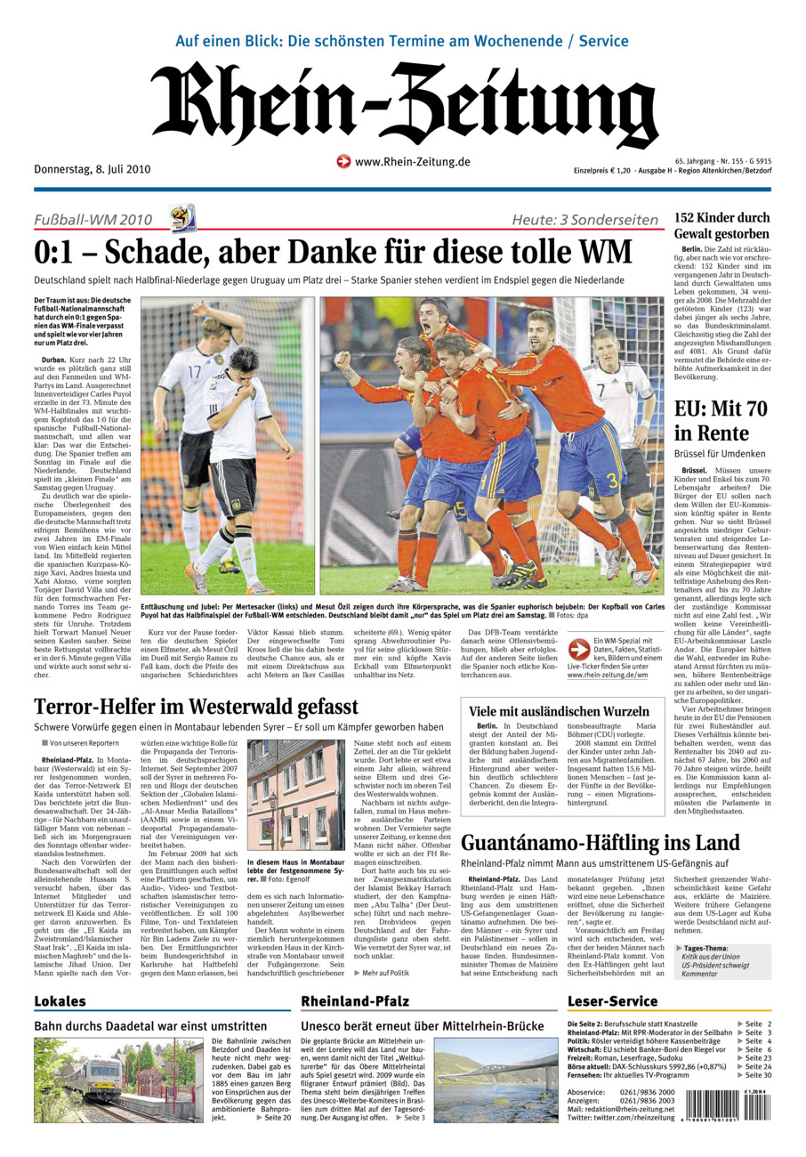 Rhein-Zeitung Kreis Altenkirchen vom Donnerstag, 08.07.2010