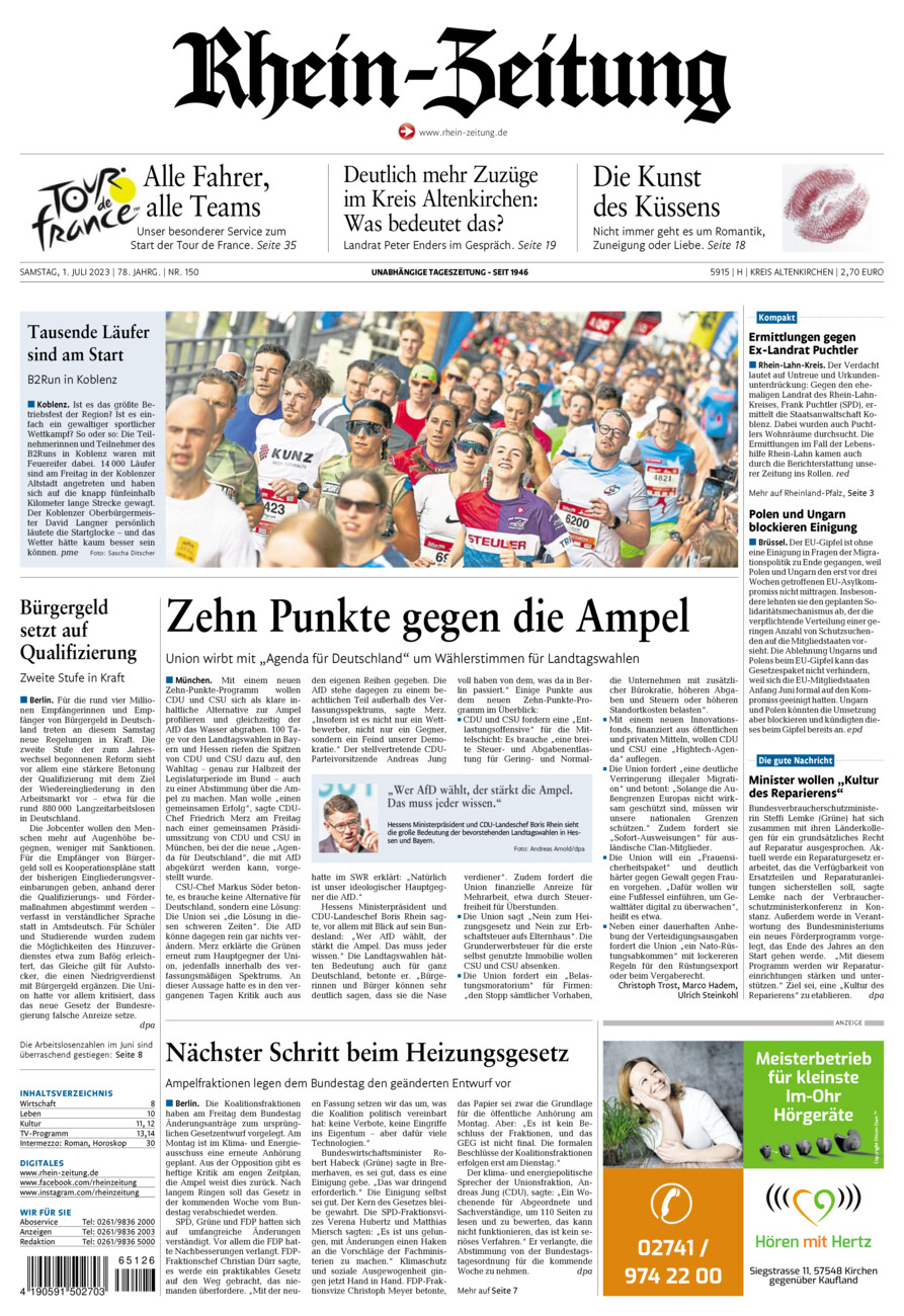 Rhein-Zeitung Kreis Altenkirchen vom Samstag, 01.07.2023