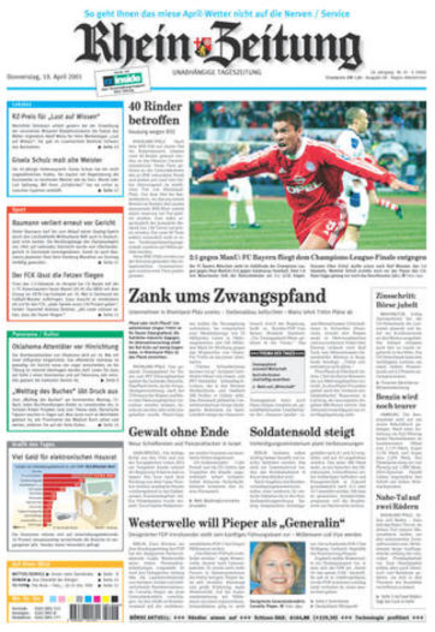 Rhein-Zeitung Kreis Altenkirchen vom Donnerstag, 19.04.2001