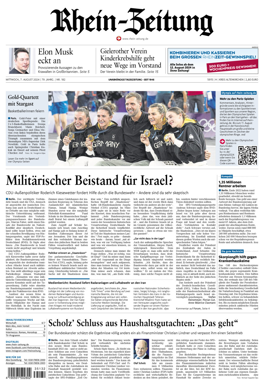 Rhein-Zeitung Kreis Altenkirchen vom Mittwoch, 07.08.2024