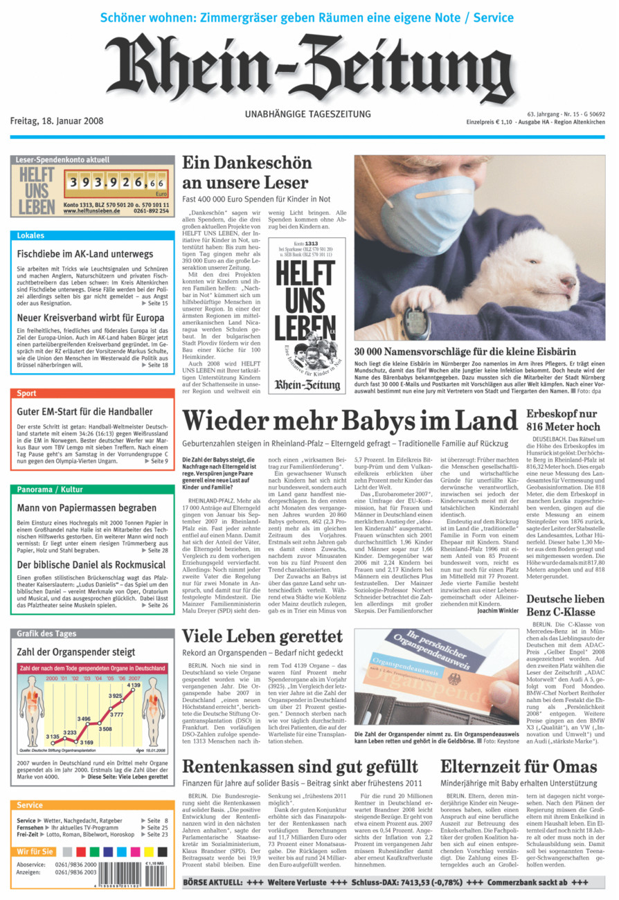 Rhein-Zeitung Kreis Altenkirchen vom Freitag, 18.01.2008