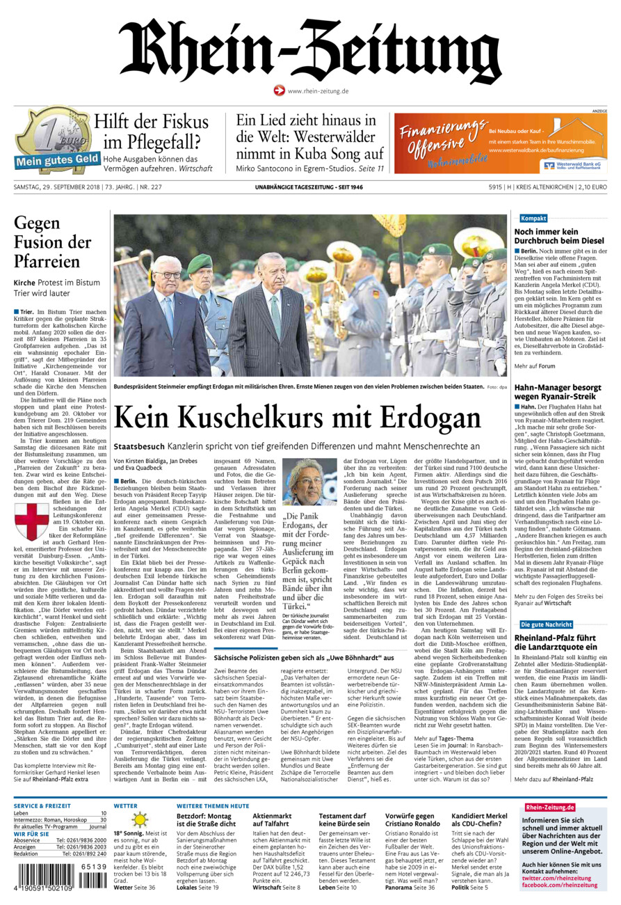 Rhein-Zeitung Kreis Altenkirchen vom Samstag, 29.09.2018