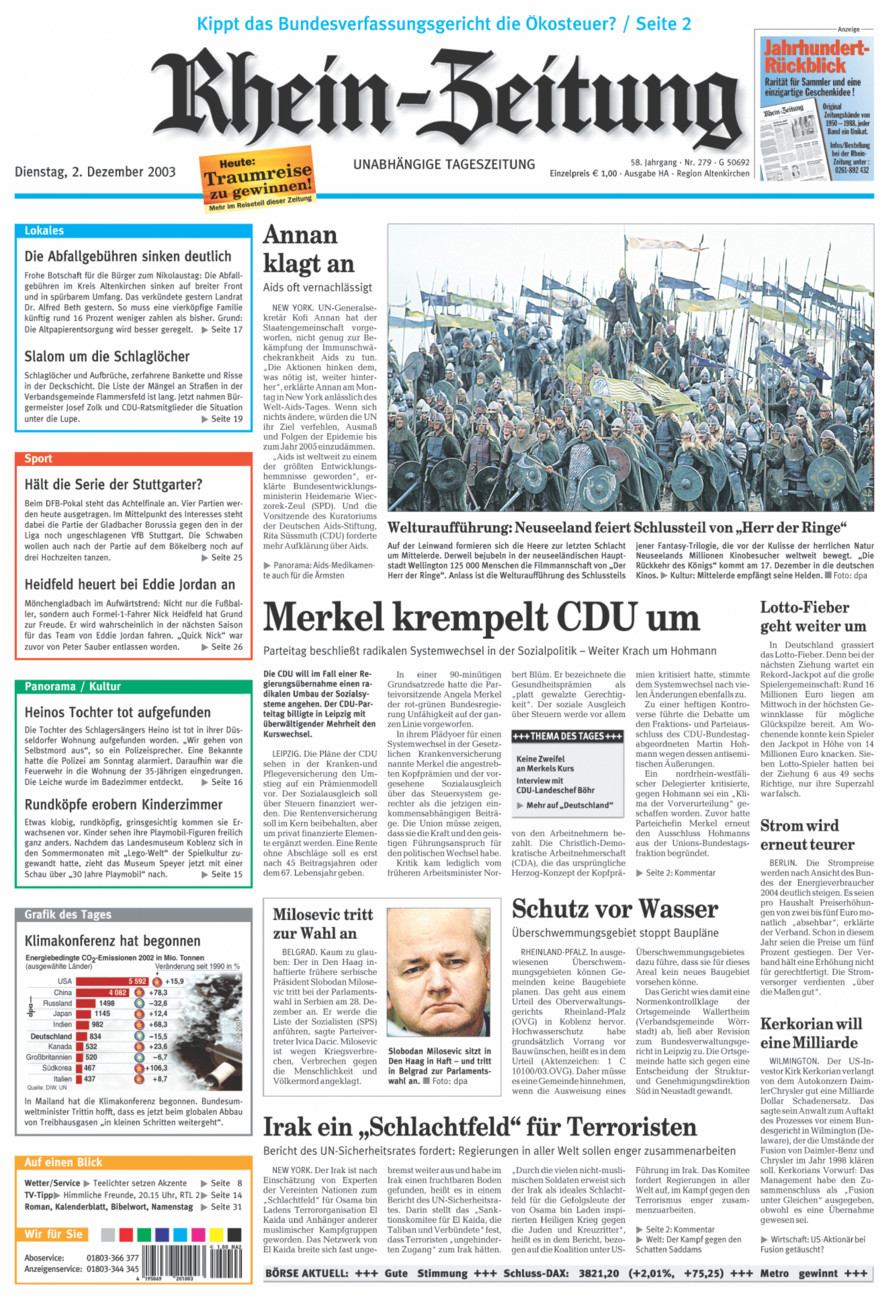 Rhein-Zeitung Kreis Altenkirchen vom Dienstag, 02.12.2003