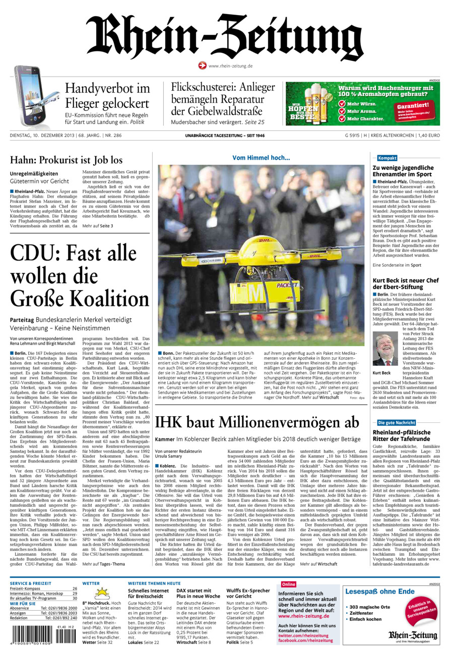 Rhein-Zeitung Kreis Altenkirchen vom Dienstag, 10.12.2013