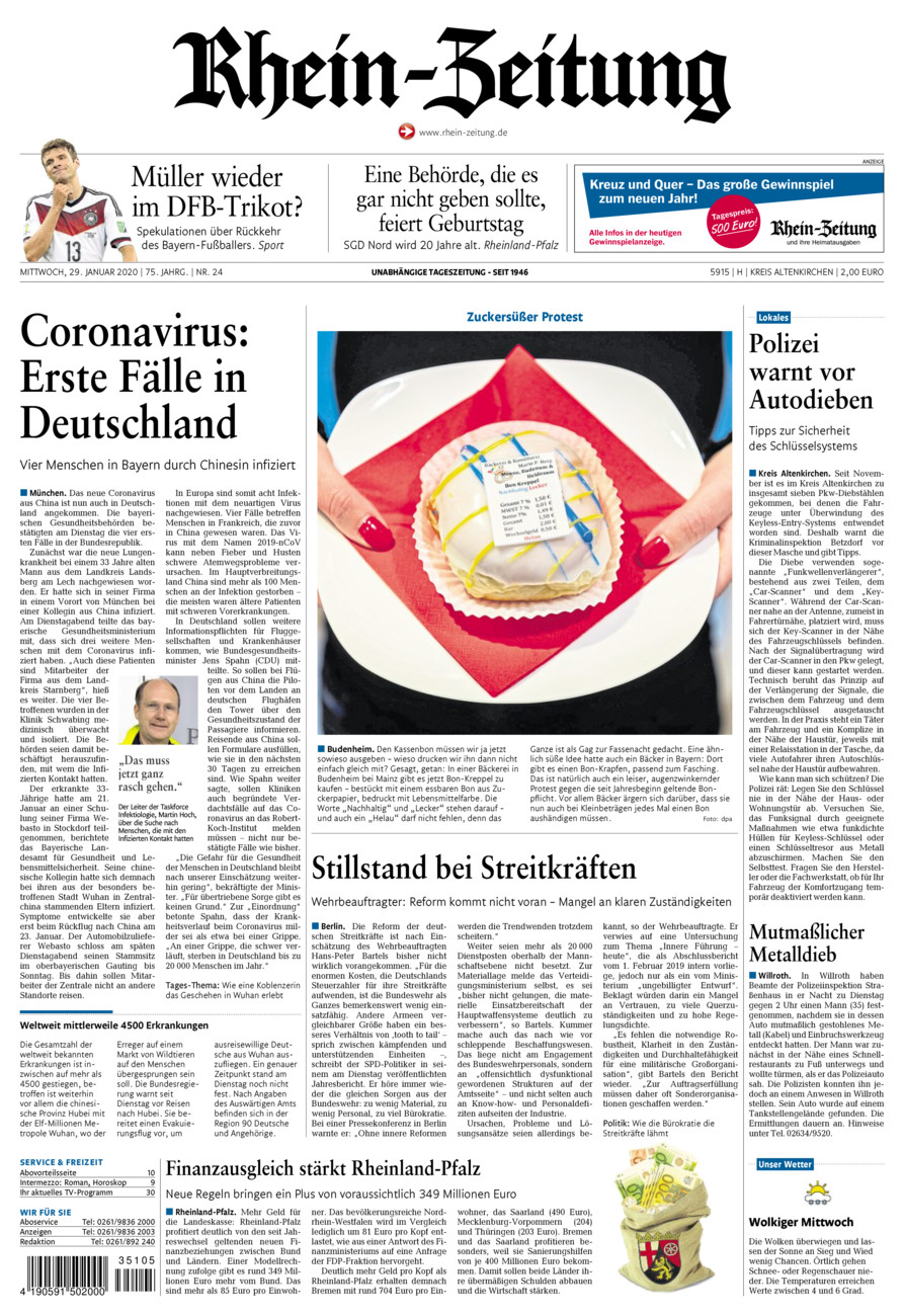 Rhein-Zeitung Kreis Altenkirchen vom Mittwoch, 29.01.2020