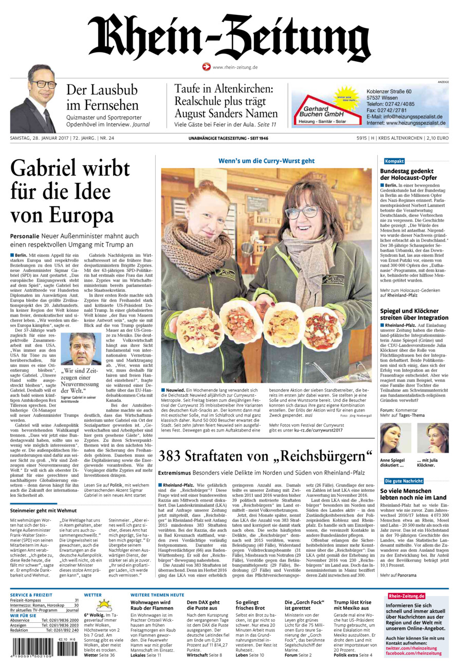 Rhein-Zeitung Kreis Altenkirchen vom Samstag, 28.01.2017