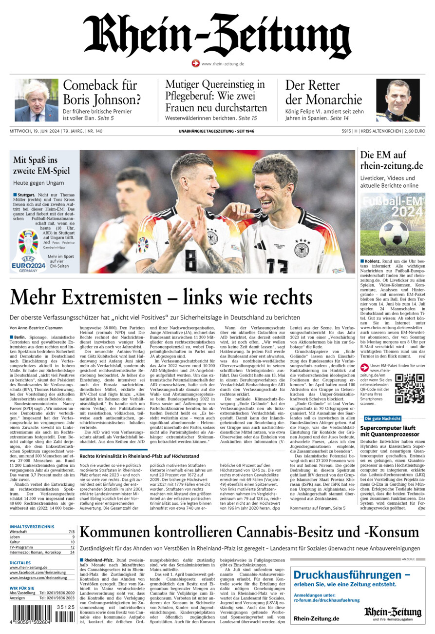 Rhein-Zeitung Kreis Altenkirchen vom Mittwoch, 19.06.2024