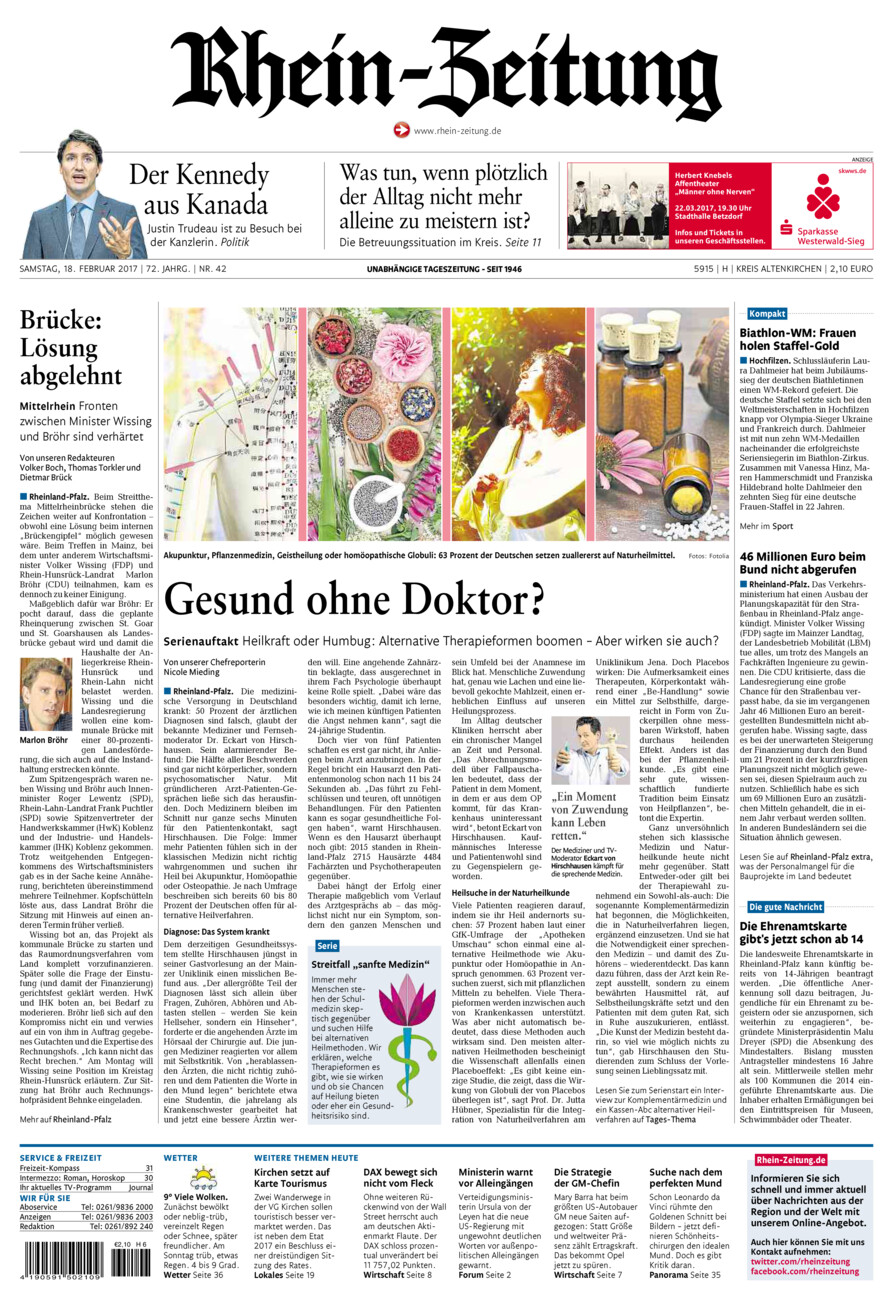 Rhein-Zeitung Kreis Altenkirchen vom Samstag, 18.02.2017