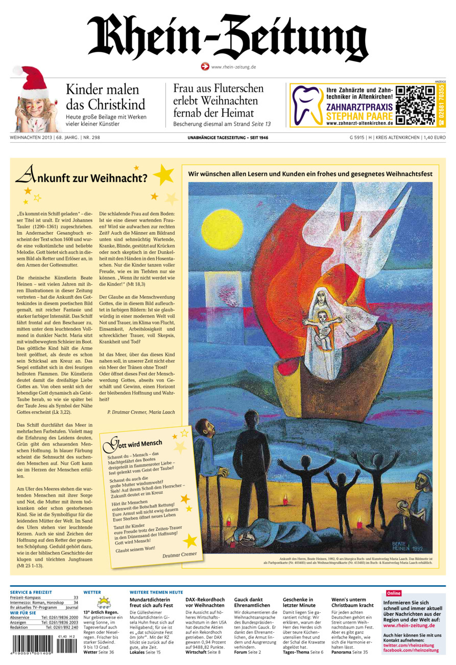 Rhein-Zeitung Kreis Altenkirchen vom Dienstag, 24.12.2013