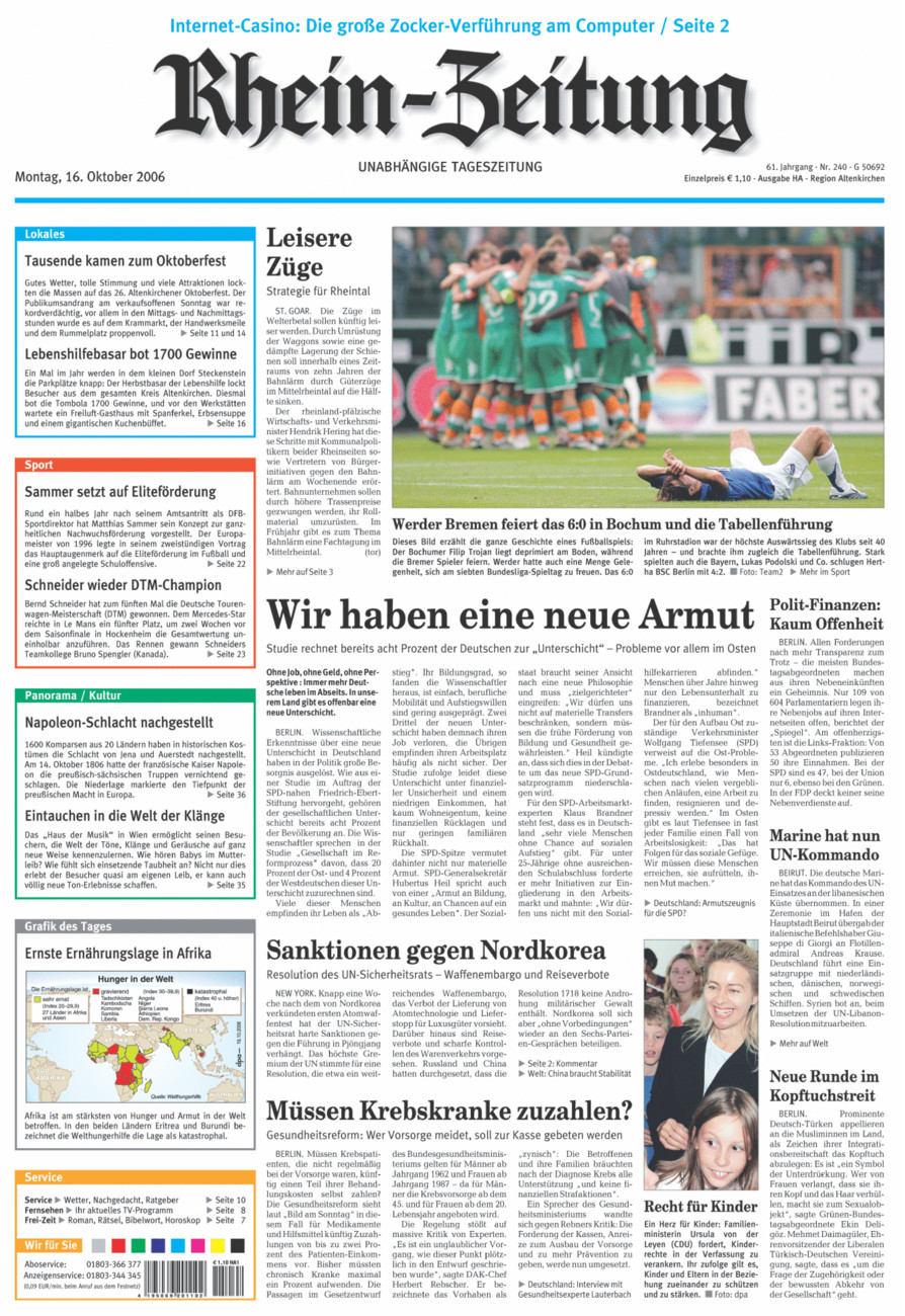 Rhein-Zeitung Kreis Altenkirchen vom Montag, 16.10.2006