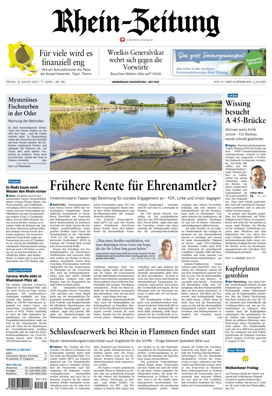 Rhein-Zeitung Kreis Altenkirchen vom Freitag, 12.08.2022