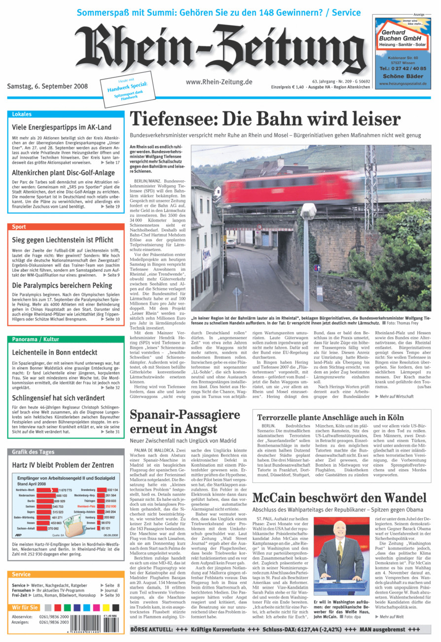Rhein-Zeitung Kreis Altenkirchen vom Samstag, 06.09.2008