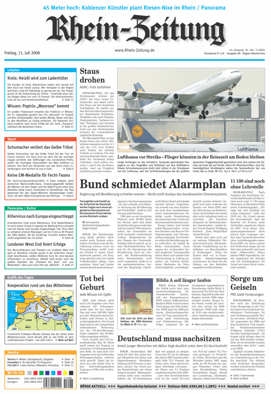 Rhein-Zeitung Kreis Altenkirchen vom Freitag, 11.07.2008