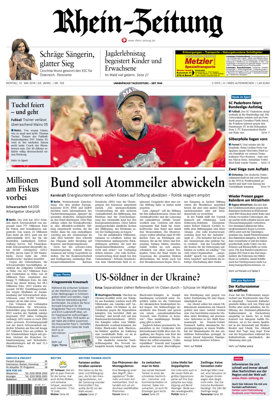 Rhein-Zeitung Kreis Altenkirchen vom Montag, 12.05.2014