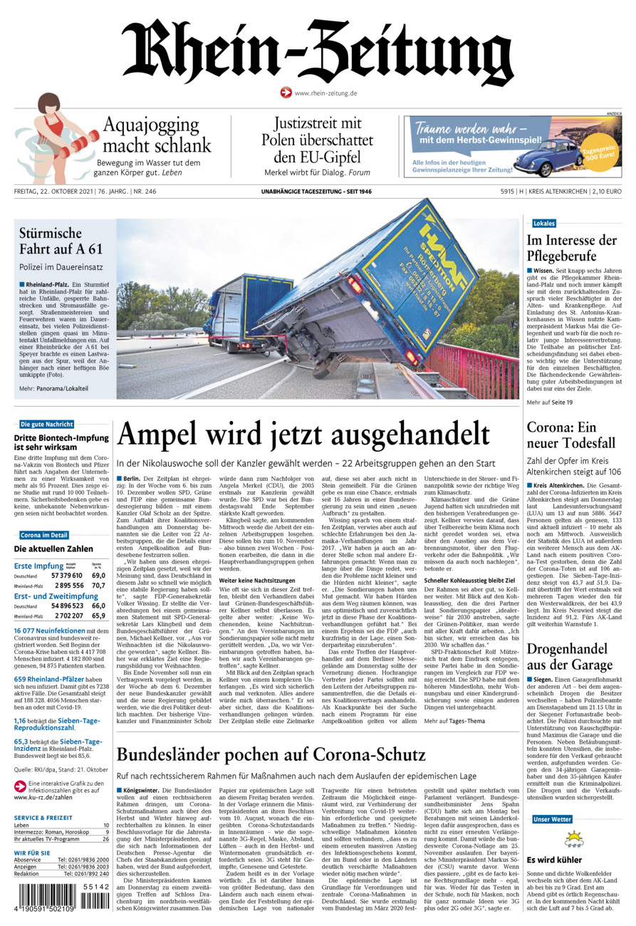 Rhein-Zeitung Kreis Altenkirchen vom Freitag, 22.10.2021