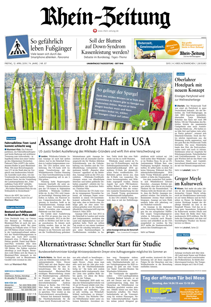Rhein-Zeitung Kreis Altenkirchen vom Freitag, 12.04.2019