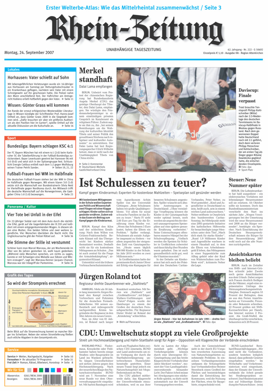 Rhein-Zeitung Kreis Altenkirchen vom Montag, 24.09.2007