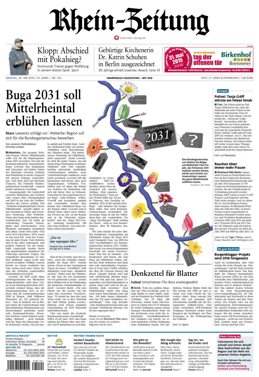 Rhein-Zeitung Kreis Altenkirchen vom Samstag, 30.05.2015