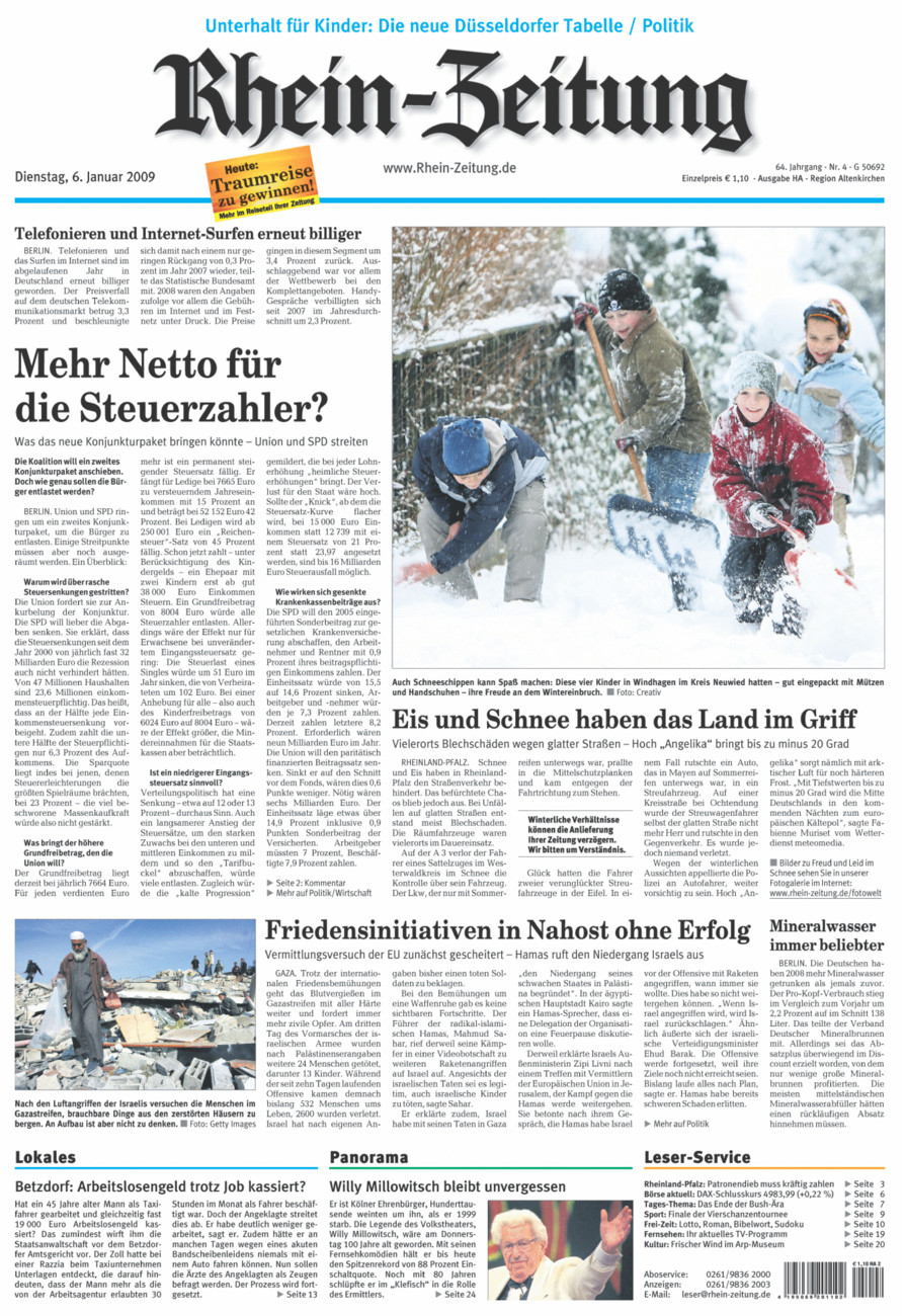 Rhein-Zeitung Kreis Altenkirchen vom Dienstag, 06.01.2009