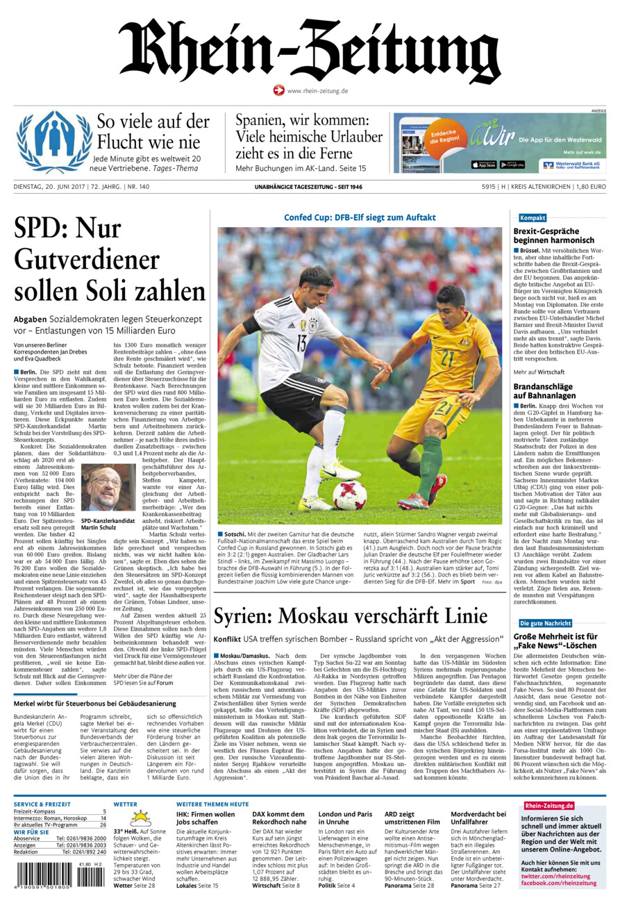Rhein-Zeitung Kreis Altenkirchen vom Dienstag, 20.06.2017