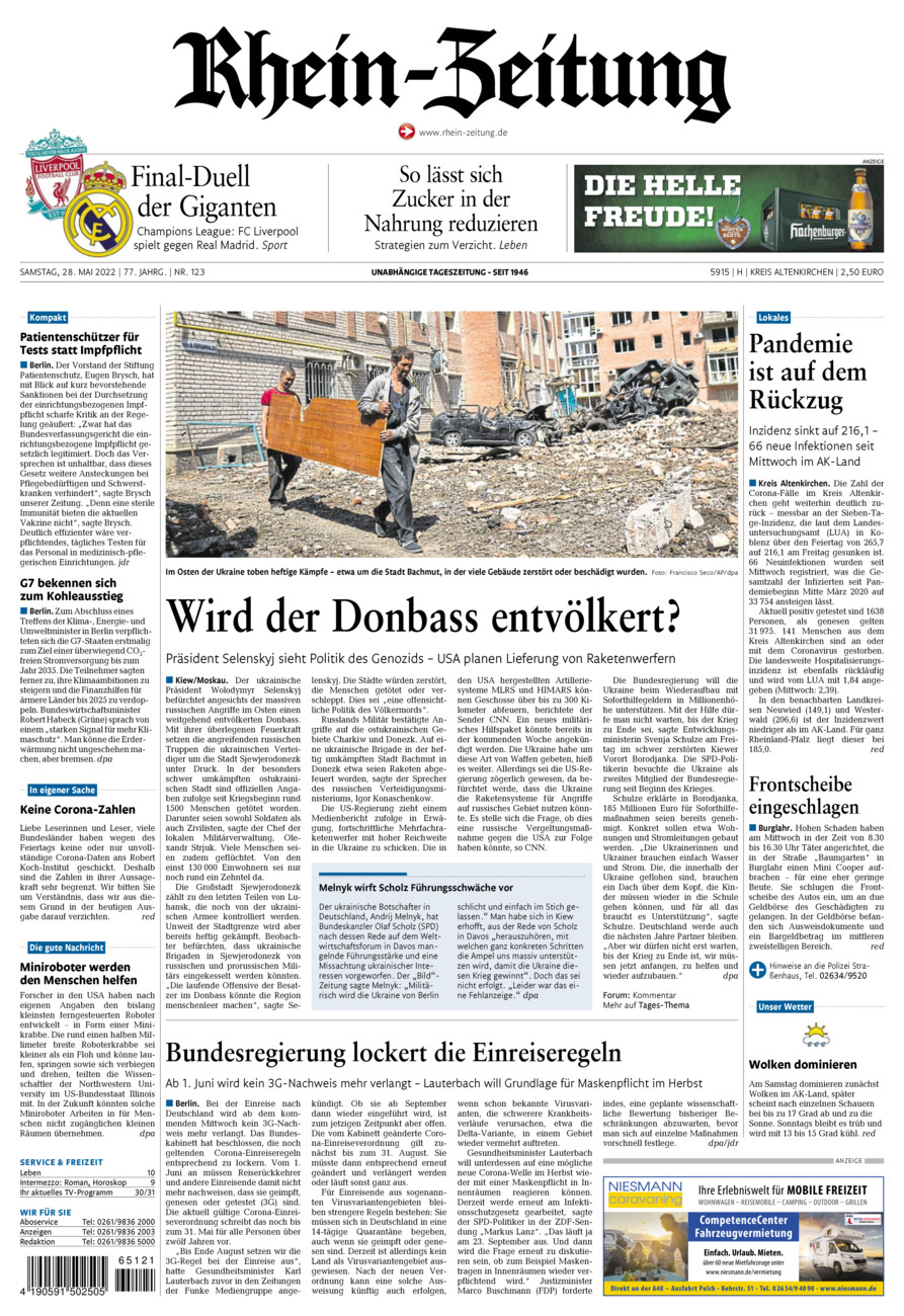 Rhein-Zeitung Kreis Altenkirchen vom Samstag, 28.05.2022