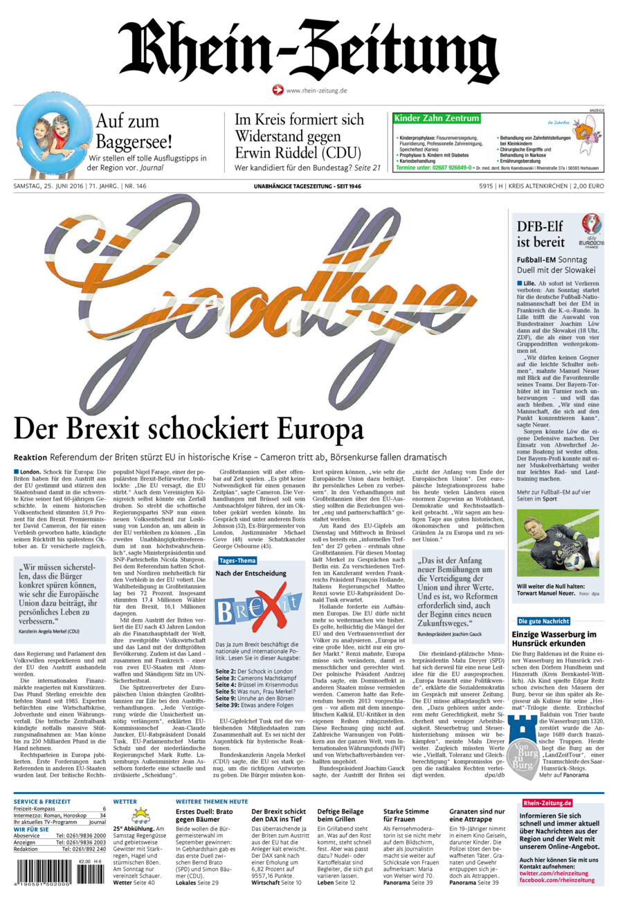 Rhein-Zeitung Kreis Altenkirchen vom Samstag, 25.06.2016