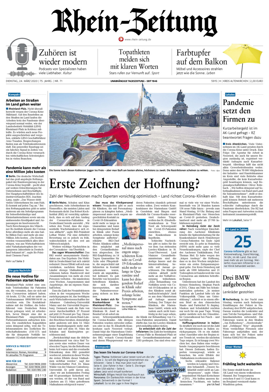 Rhein-Zeitung Kreis Altenkirchen vom Dienstag, 24.03.2020