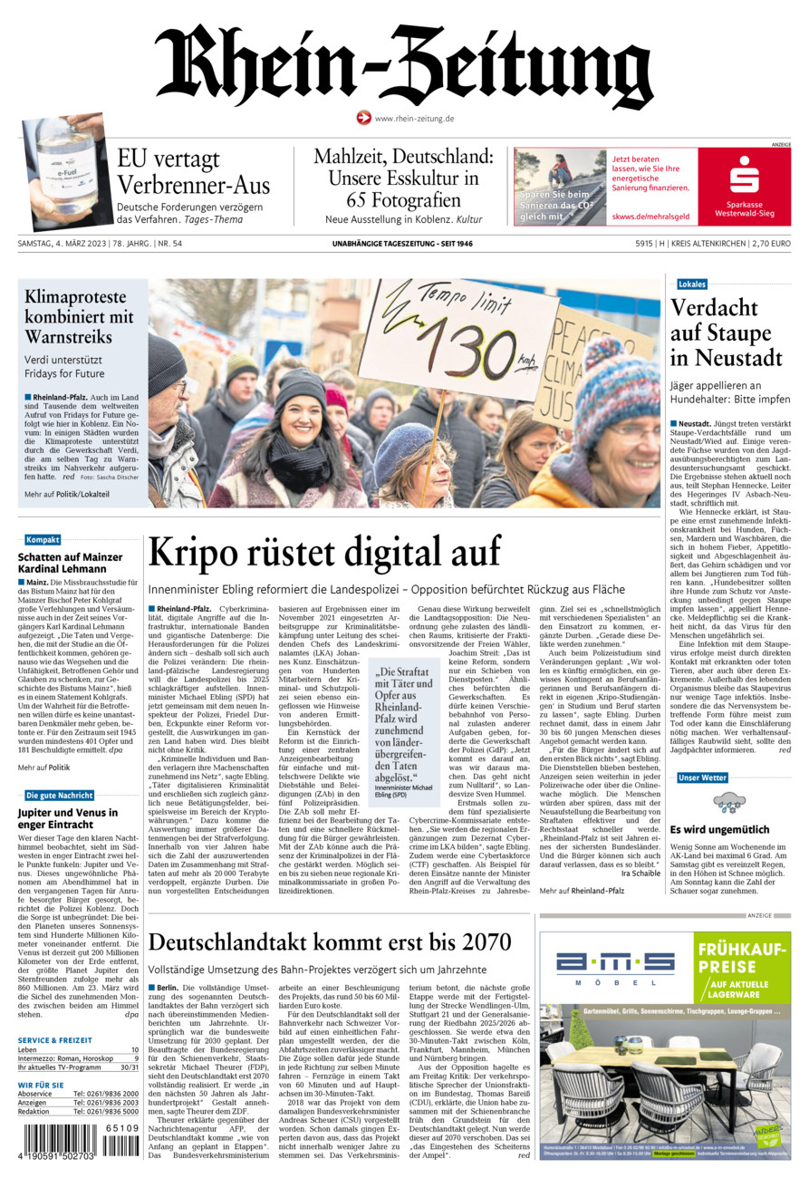 Rhein-Zeitung Kreis Altenkirchen vom Samstag, 04.03.2023
